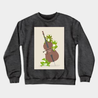 Three funny frogs playing the double bass Crewneck Sweatshirt